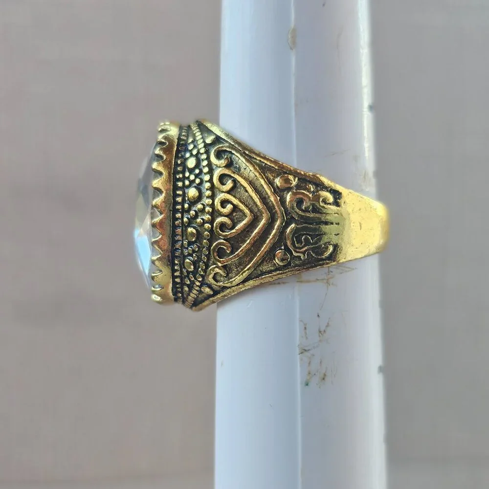 Men Rings Turkish Style Fashion Jewelry Clear Crystal Accent Turkish Zircon Ston